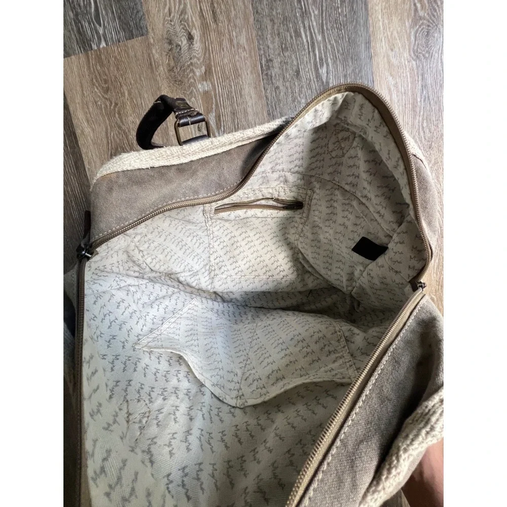 Myra Bag Gaynor Pan Am Tote Womens Large Brown Good Upcycled Canvas Leather